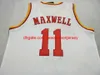 Maglia da basket vintage # 11 Vernon Maxwell 1993-97 College personalizzata con qualsiasi numero di nome