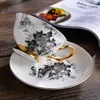 Çay fincanları set kahve kupaları ve fincan Çin sanatı resim oryantal kültürel kahve giysisi kemik çin kahve setleri lüks hediye
