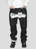 Men s Jeans 2023 Letter Print Baggy Y2k Men High Street Vintage Hip Hop Waisted Casual Straight Wide Leg Women Pants 230311