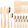 Dinware sets ajoyous 24 -st set set vork mes tea lepel zwart tafelwerk keuken roestvrij staal flatware zilverwerk helder bestek