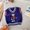 Gilet Automne Hiver Enfants Garçon Gilet Style Japonais Mignon Ours Broderie Enfants Pull En Tricot Pull Bébé Manteaux Manteaux 230311