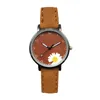 HBP women watches Leather strap analog wristwatches round minimalist quartz pink wristwatch gift