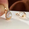 أقراط Hoop Huggie Blue White Zircon Triangle Stone Crystal Crystal Small Charm Rose Gold Color Wedding for Womenhoop Mill22