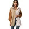 Women's Jackets Women Loose Casual Jacket Corduroy Shirt Single Breasted Patchwork Long Sleeve Colorblock TopWomen's