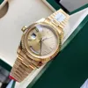 With original box 41mm mans Woman luxury watch Datejust Date President 18k gold Diamond Dial Asia 2813 Movement Mechanical Automatic Man's Watches Montre De Luxe 67