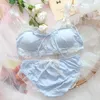 Bras Sets Summer Fresh Blue Bras Collection Japanese Lolita Girl Student Underwear Set Sweet Cute Small Bra and Panty Sets 230311