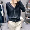 حياكة النساء المحملات الربيع والصيف Vneck Cashmere Cardigan رفيعة الفضفاضة الصوف القصير متعدد الاستخدامات مطابقة 230311