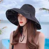 Bonnets Bonnet / Skull Caps 2023 Chapeau de protection solaire pour femmes Coréen Marée Shade Beach Pêcheur Protection UV en plein air Vinyl Sun Pliable