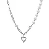 Chains 2023 Fashion Women Heart Pendant Pearl Chain Stitching Necklace Sexy Party Collarbone Jewerly