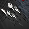 Dinnerware Sets 30Pcs/Set Marble Wooden Handle Cutlery Set Stainless Steel Tableware Knife Fork Spoon Silverware Kitchen Flatware