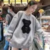 2023 summer medium length short sleeve T-shirt women's super fire port wind loose foreign style bear everything on top tide base