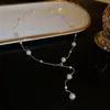 Afshor New Fashion Long Tassel Necklace Beads 체인 초커 신부 웨딩 진술 청키 y 목걸이 체인 크리스탈 보석