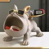 Decorative Objects Figurines Nordic Decor Sculpture Dog Big Mouth French Bulldog Butler With Metal Tray Table Decoration Statue For Live Room Dog Bulter 230311