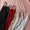 Women's Tanks Summer 2023 Satin Top Women Pajamas Sexy V Neck Cami Sleeveless Silk Tank TopsSling Lingerie Underwear Sleepwear Plus Size