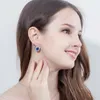 Boucles d'oreilles à tige ThreeGraces 4 Options de couleur de luxe bleu zircone cubique grande forme ronde pour les femmes mode bijoux de fête quotidienne ER259