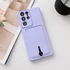 TPU Wallet Card Slot Candy Color Cases Slide Shockproof Camera Lens Protection Cover voor Samsung S21 Fe S22 Plus S23 Ultra A13 A23 A33 A53 A12 A22 A32 A52 A72 A51 A71 A71 A21S