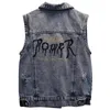 Gilet Enfants Garçon Denim Gilet Printemps Automne Enfants Casual Boutonné Sans Manches Jean Vestes Grands Garçons Mince Lettre Manteau Survêtement 230311