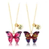 Łańcuchy 2PCS Butterfly BFF Naszyjnik dla dziewcząt Kobiety Przyjaciół