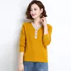 Kvinnors tröjor 2023 Autumn and Winter Wool Color-Blocking Knit Sweater Pullover Bottoming Shirt V-Neck H00208 XL