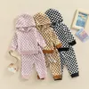 Roupas Conjuntos de roupas Citgeett Autumn Infant Baby Girls Garotas Roupa Plaids Imprimir Hoodies de Manga Longa Tops Coloque Elastic Pants Falta Conjunto de Roupas 230311