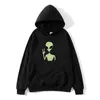 Men's Hoodies Kawaii Harajuku Funny Alien Print Oversized Sweatshirt Autumn Winter Women Loose Long Sleeves Tops Plus Size 3XL