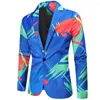 Ternos masculinos Autumn Spring mass de moda blazers engraçados 3D Impresso Slim Fit Blazer Hombre Party Stage