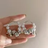 Pendientes de aro en forma de C bola de Metal joyería pendiente perla simulada círculo para mujeres señoras accesorios lindo regalo