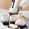 Bath Accessory Set Gradient Gray Ceramic Sanitary Ware Settoothbrush Cup Lotion Dispenser Soap Dish Toothbrush Holder Wash Bathroom Suit A