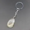 Keychains Fashion Natural Stone Chalcedon Agate Keychain Drop Shape Pendants Diy Car Key Chain Halsband smycken Random 1pc grossist