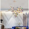 Pendant Lamps Natural Colorful Agate LED Chandelier Living Room Dining Bedroom Firefly Lighting Home Romantic Decoration G4