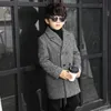 Coat Fashion Lattice High Quality Children Woolen For Boys Autumn Winter Buttons Kids Clothes Coat 230311