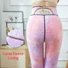 Women's Pants Women Winter Warm Thickened Leggings Multicolor Coral Fleece Plush Lining Resist Cold High Waist Step Foot Form-fitting