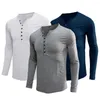 Magliette da uomo Streetwear Pullover girocollo in puro colore T-shirt maschile manica lunga per la casa