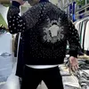 Vers High Men Medusa Embroidered Zipper Cardigan Coat Designer Jackets Full Drill Rivet Veet Jacket Dinner Suit 478