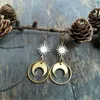 Boucles d'oreilles pendantes mode soleil doré et lune univers croissant céleste bijoux cadeaux