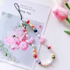 Keychains stjärna samma mobiltelefonkedja Lanyard All-Match Universal Pearl Beaded Short Women Bag Pendant Hand Rand Gift