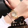 Wristwatches Luxury Watches For Women Cool Full Iced Out Gold Watch Rhinestone Wristwatch Unique Gifts Relojes Para Mujer Ladies