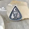 Kettingen eenvoudige zilververgesneden bos ketting boom hanger kettingen voor vrouwen mannen Crescent Moon Party sieraden geschenken