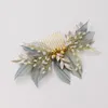 Headpieces HP053 Fresh Wedding Bridal Headpiece Organza Leaf Ceramic Beads Bridesmaid Hair Comb Women Pageant Birthday Gift Accessories