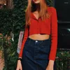 Damesbreien vrouwen breien crop trui top roze zwarte sexy truien schattige gebreide vintage Koreaanse herfst 2023 kawaii bijgesneden vesten