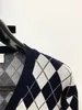 Kvinnors stickor Tees Winter Vneck Plaid Cardigan Sweaters Luxury Brand TB Men Cotton England Style Tops 230311