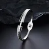 Bangle Ancient Roman Numerals Engraved Bangles For Women Wifes Gifts Gold Charm Fashion Jewelry Stainless Steel Diamond Bracelet