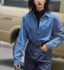 Camicette da donna Camicia di jeans Donna Primavera Moda Chic Top Coreano Manica lunga allentata Colletto rovesciato Office Lady Vintage Blue Jeans Camicetta