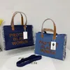 Nuove borse per la spesa Totes Proteggi borsa da donna nera per donna Trend Borsa a tracolla in denim Lettera Ricamo Borsa a tracolla da donna Borsa da viaggio Shopping Tote R230312