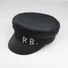 Simple Rhinestone RB Hat Women Men Street Fashion Style Newsboy Hats Black Berets Flat Top Caps Men Drop Ship Cap