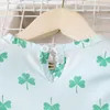 Robes de fille Toddler Girls Short Sleeve St. Patric.k's Day Floral Printed Ruffles Princess Dress Casual Taille 8