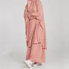 Etniska kläder Abaya Dubai Khimar Turkiet Islam Arabiska muslimska Hijab Solid Color Dress Sets Robe Suits Longue Dresses for Women Kaftan