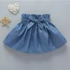 Clothing Sets 0-18M Baby Girl Autumn Set 3Pcs Long Sleeve Solid Cotton White Romper Top Blue Demin Bow Skirt For Infant