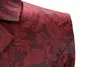 Hommes Gilets Vin Rouge Paisley Jacquard Long Gilet Hommes Double Boutonnage Revers Brocart Gilet Gilet Hommes Gothique Steampunk Sans Manches Tailcoat 230311