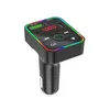 Transmissores de carro de carro LED Rainbow FM F2 BT5.0 Dual USB Carregamento rápido PD Tipo C Portas Handsfree Audio Receptor Auto MP3 Player para celulares Caixa de varejo